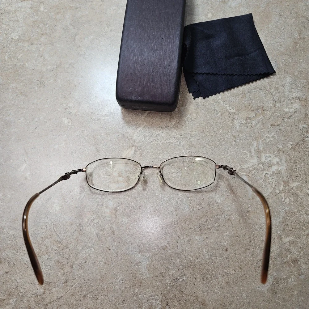 Saks Fifth Avenue Altair Eyeglasses Brown Metal Frame 173‎ FLR 135 Case Cloth